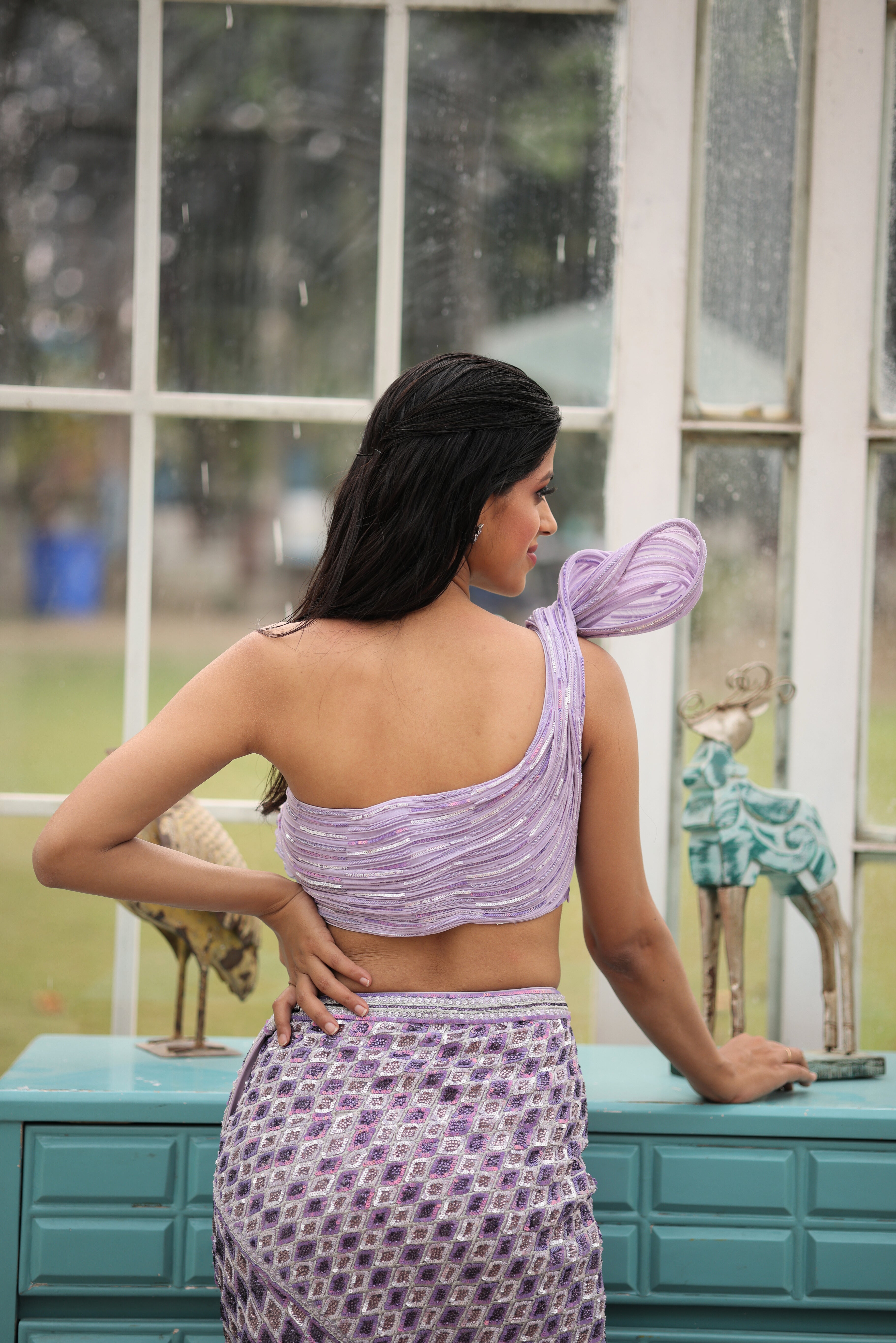 Lilac Breeze Cocktail Sequin work Lehenga set