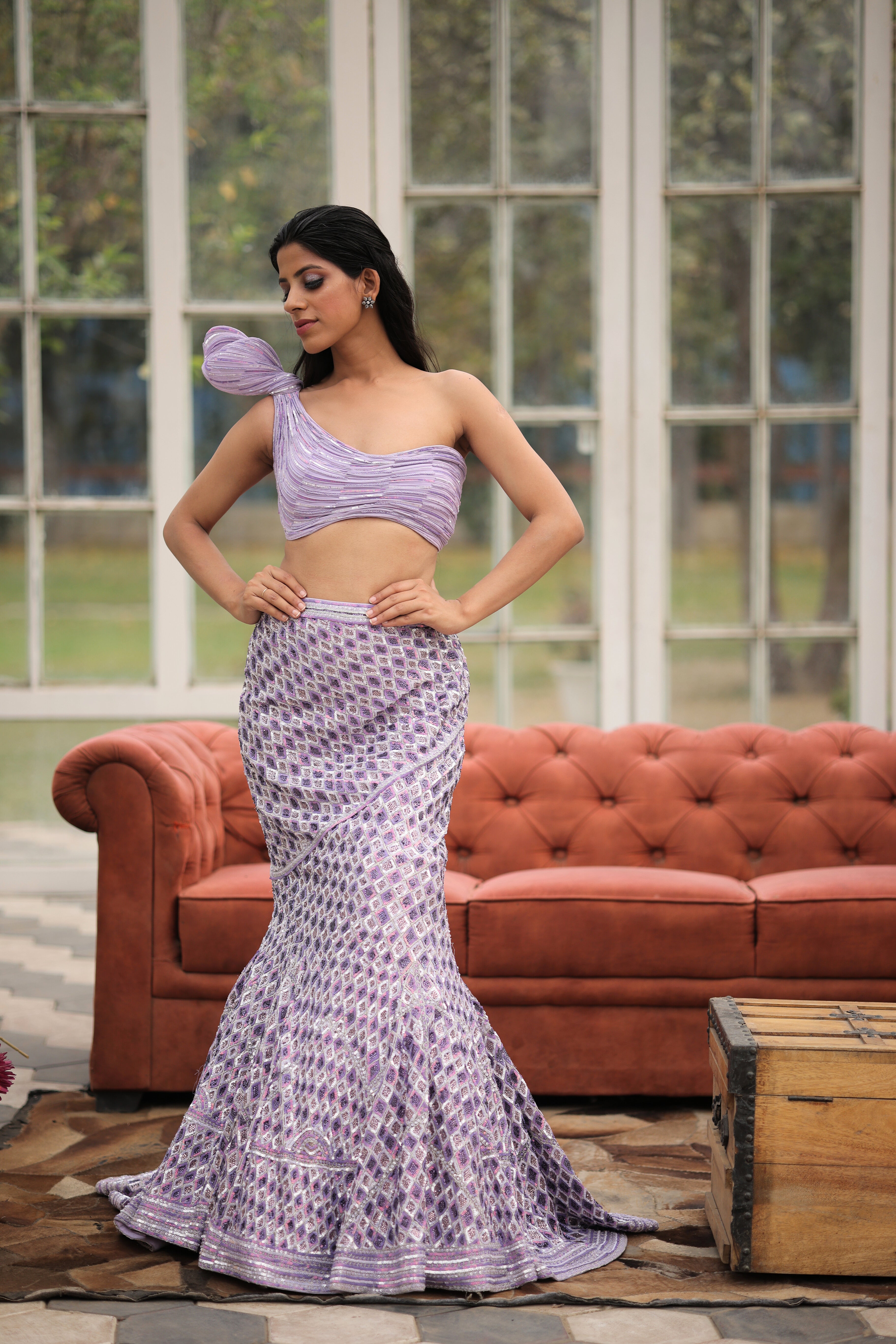 Lilac Breeze Cocktail Sequin work Lehenga set