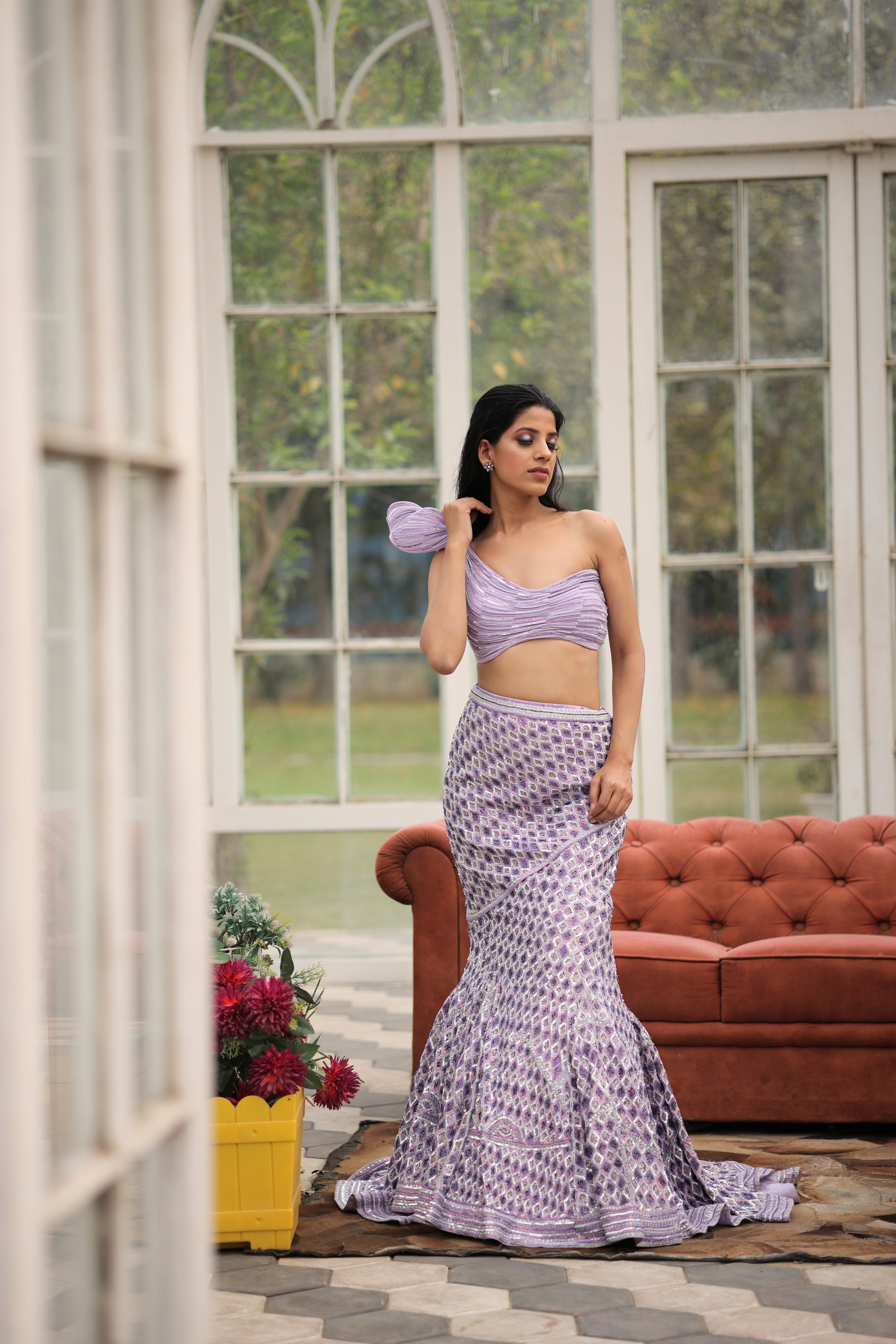 Lilac Breeze Cocktail Sequin work Lehenga set