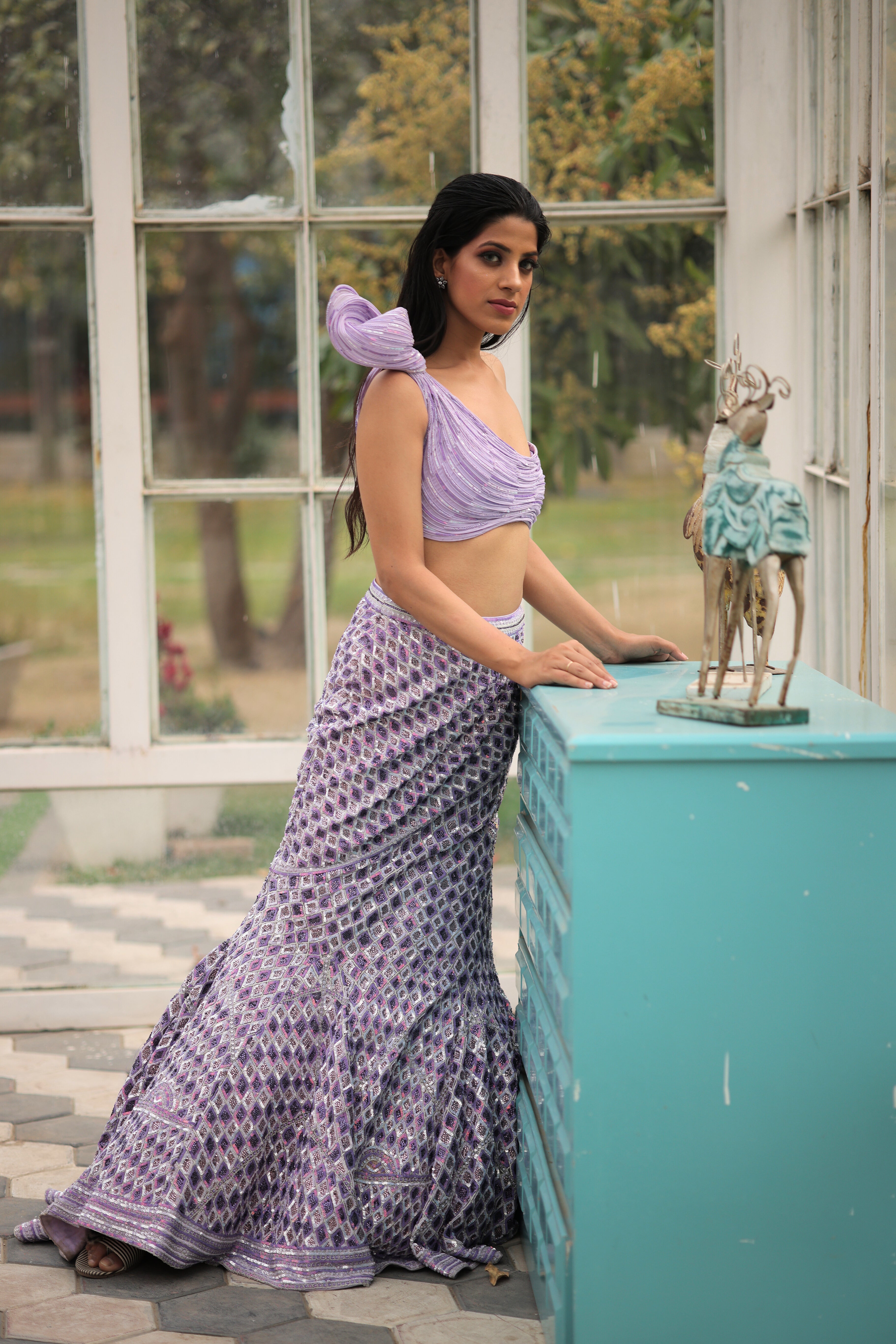 Lilac Breeze Cocktail Sequin work Lehenga set