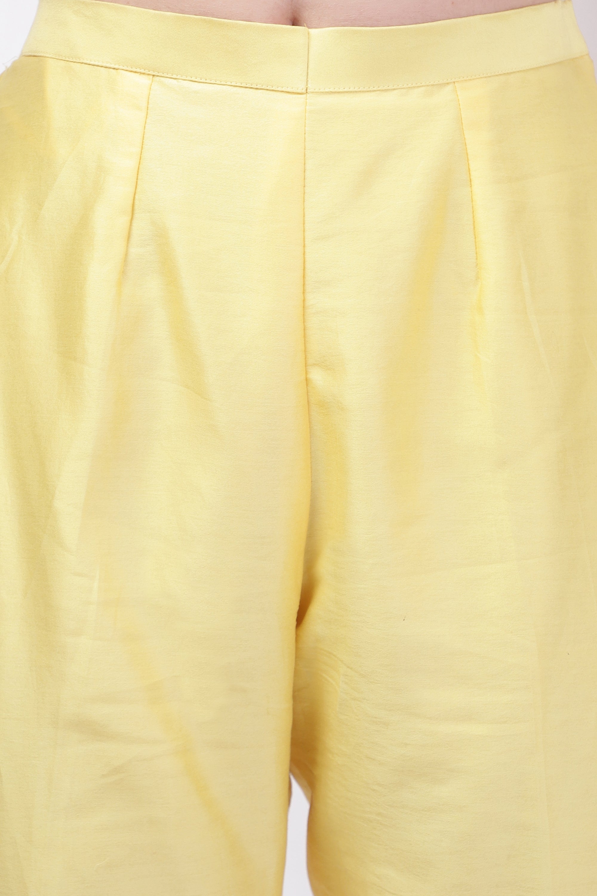 Lemon Yellow Embroidered and Patchwork Co-ord Set