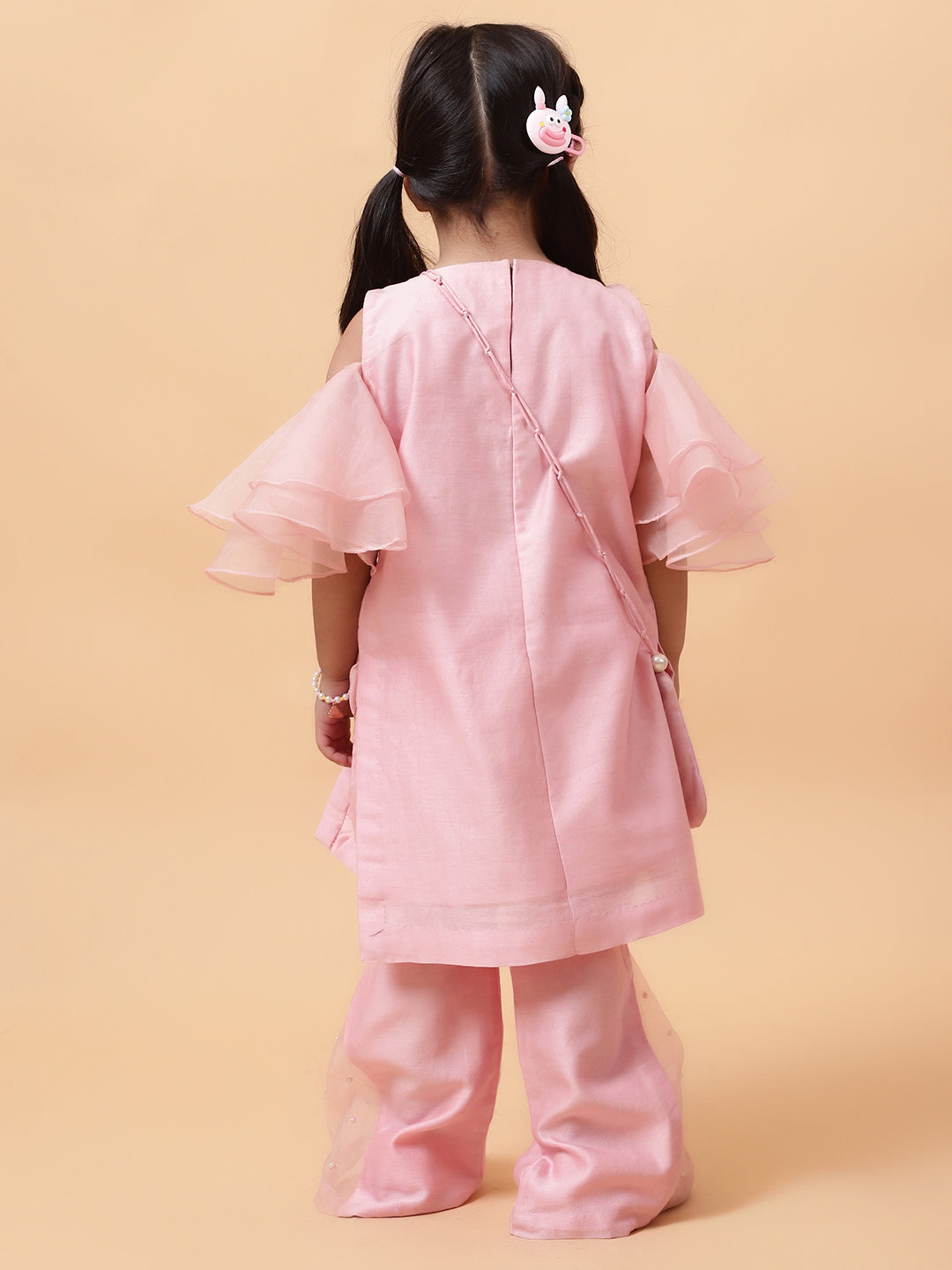 Pink Chanderi Silk Hand Unicorn Placement Kurta And Pant Set