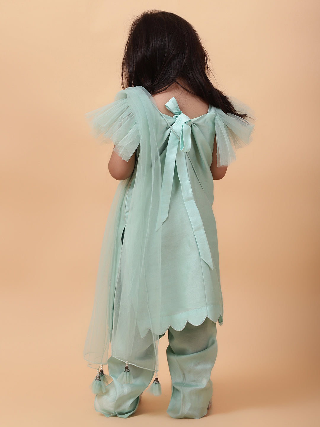 Jade Green Flamingo Hand Embroidered motifs Kurta-Set