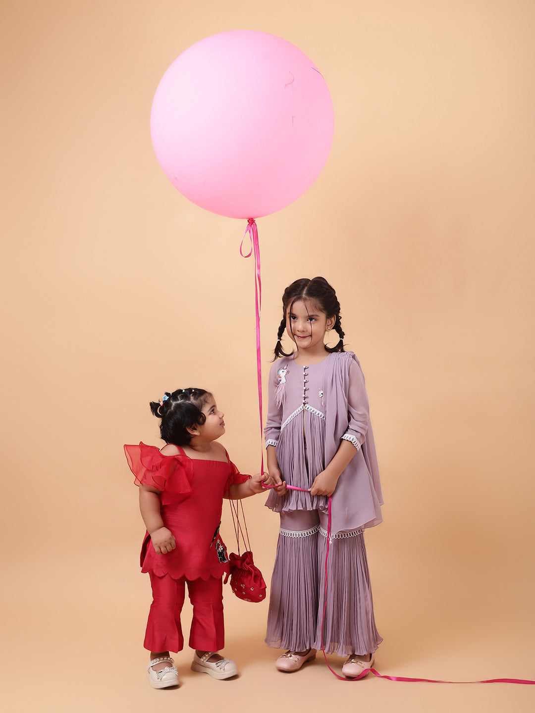 Red Birds Hand Embroidered Motifs Kurta-Set