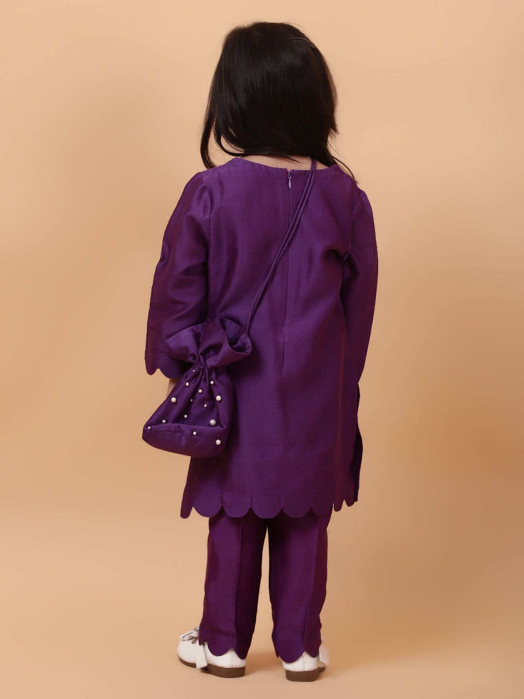 Purple Bunny Hand Embroidered Motifs Kurta-Set