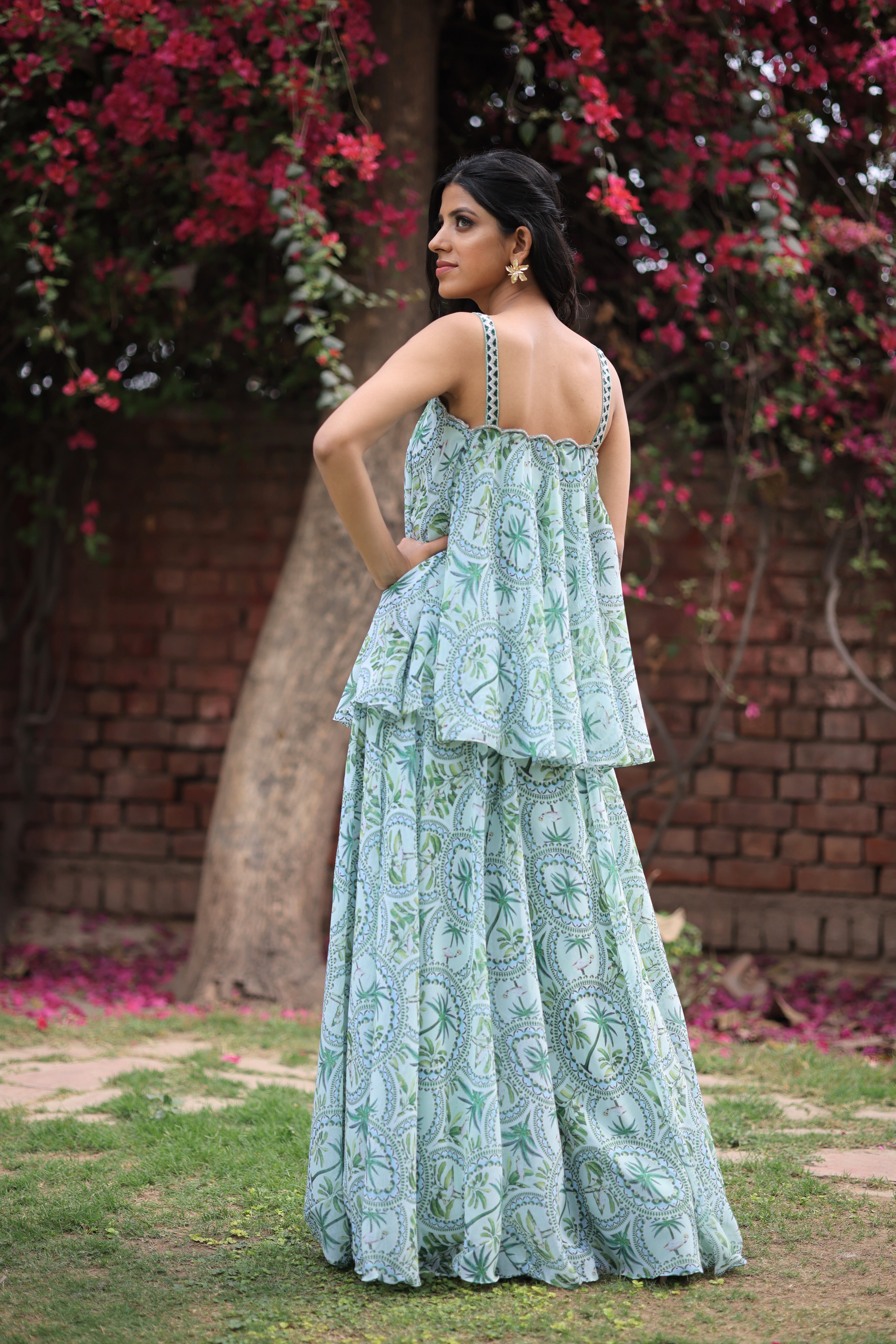 Jade Green Georgette Co-ord set