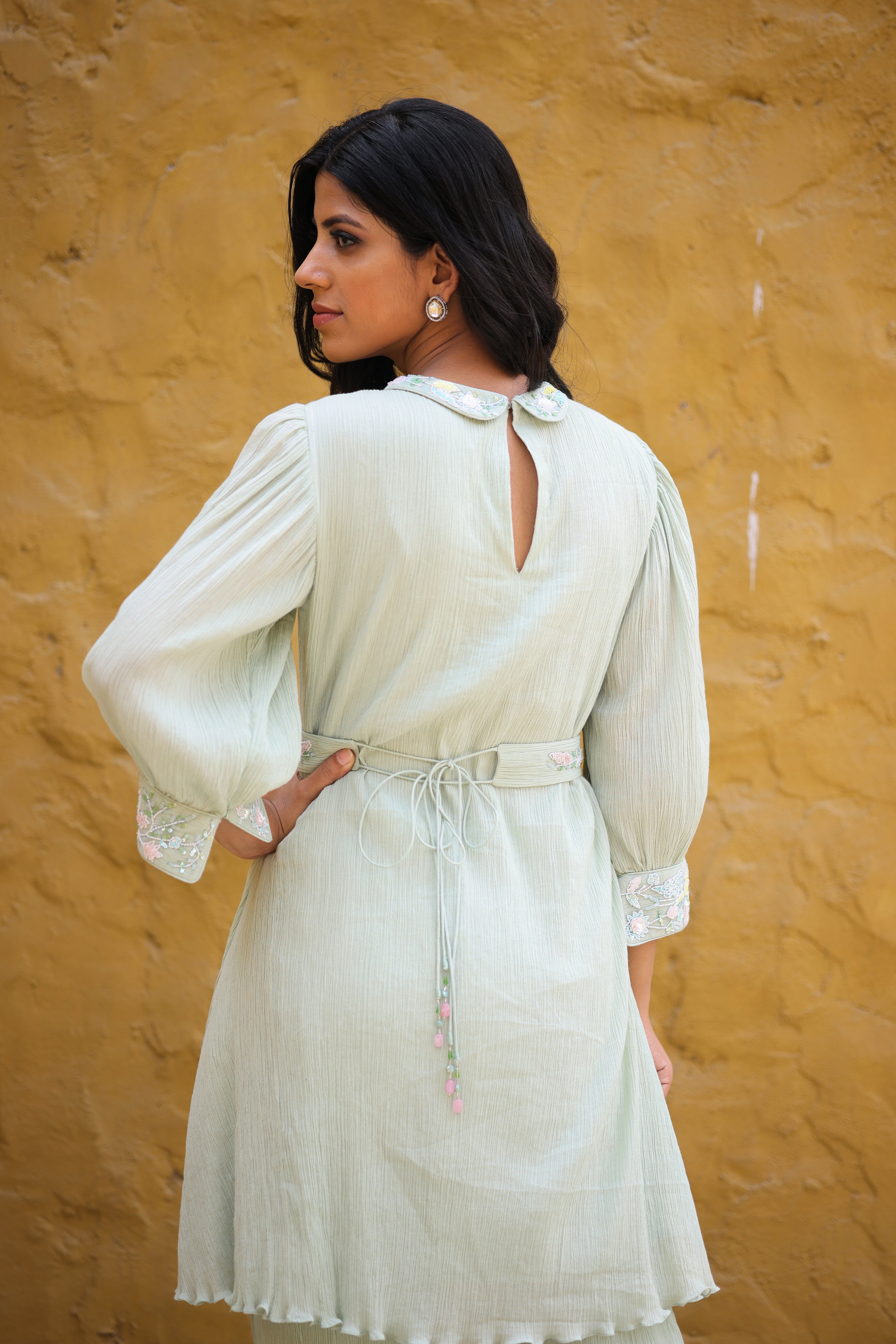 Jade Green Crinkled fabric Co-ord set