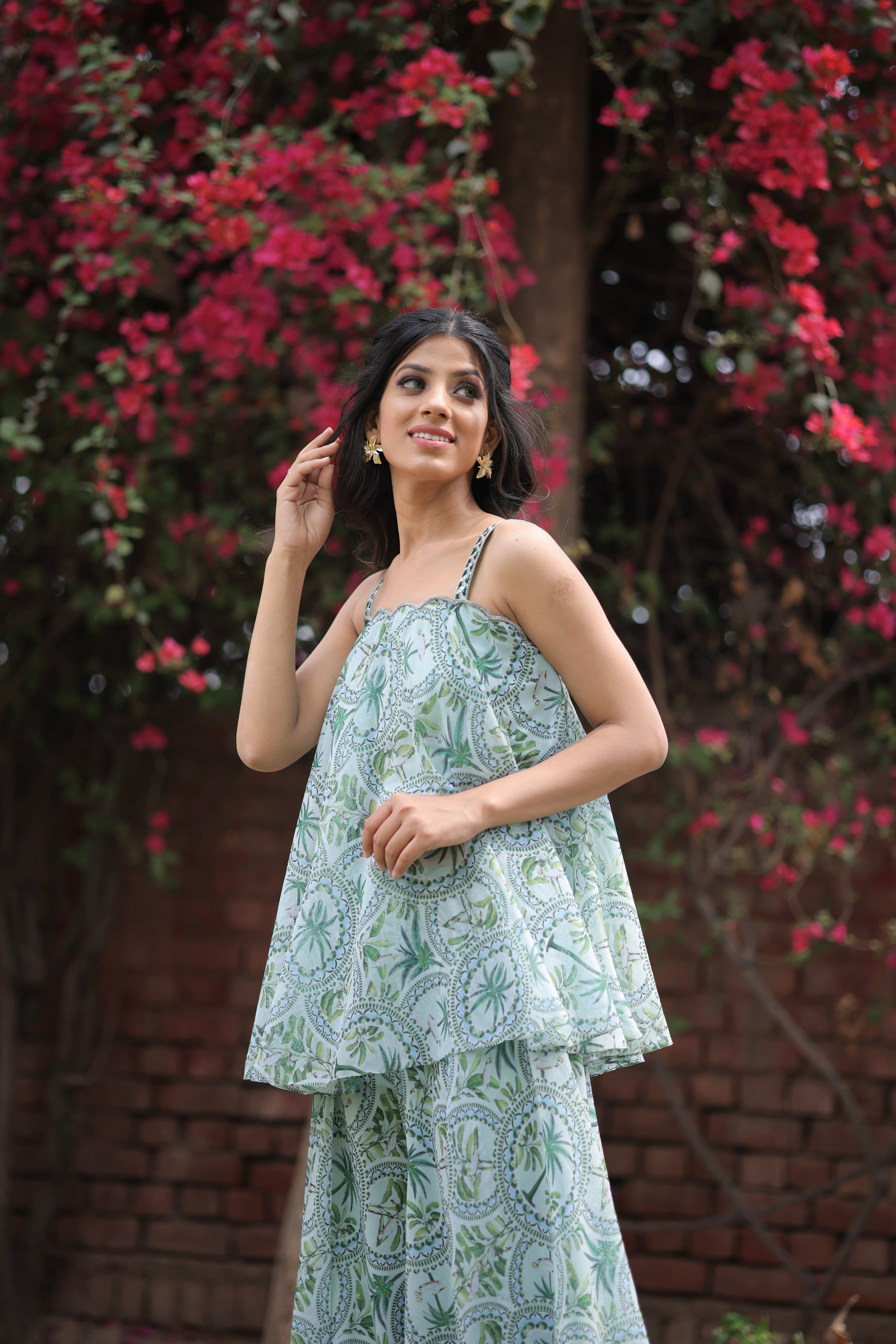 Jade Green Georgette Co-ord set