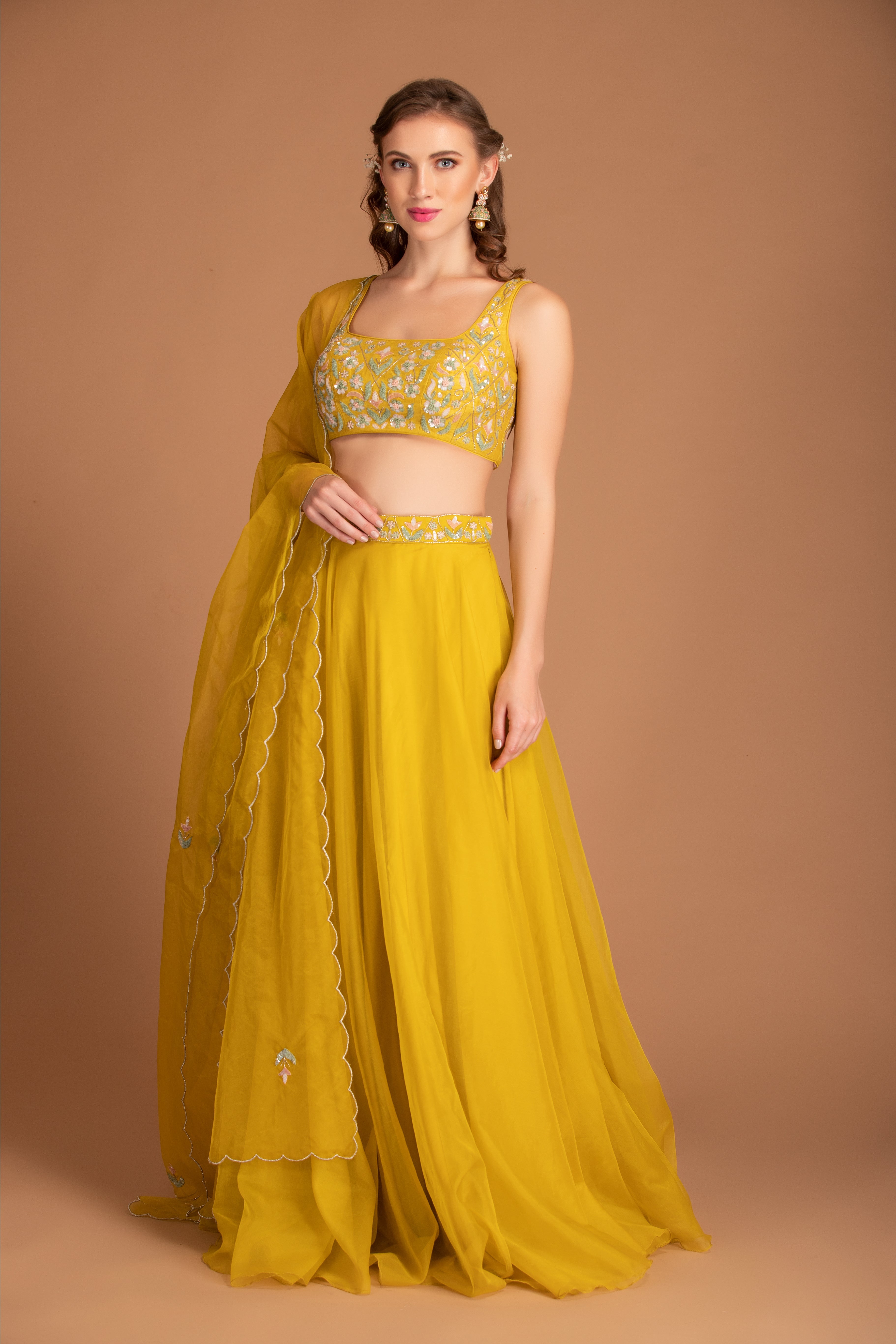 Jasmine Yellow Hand Embroidered Lehenga Set