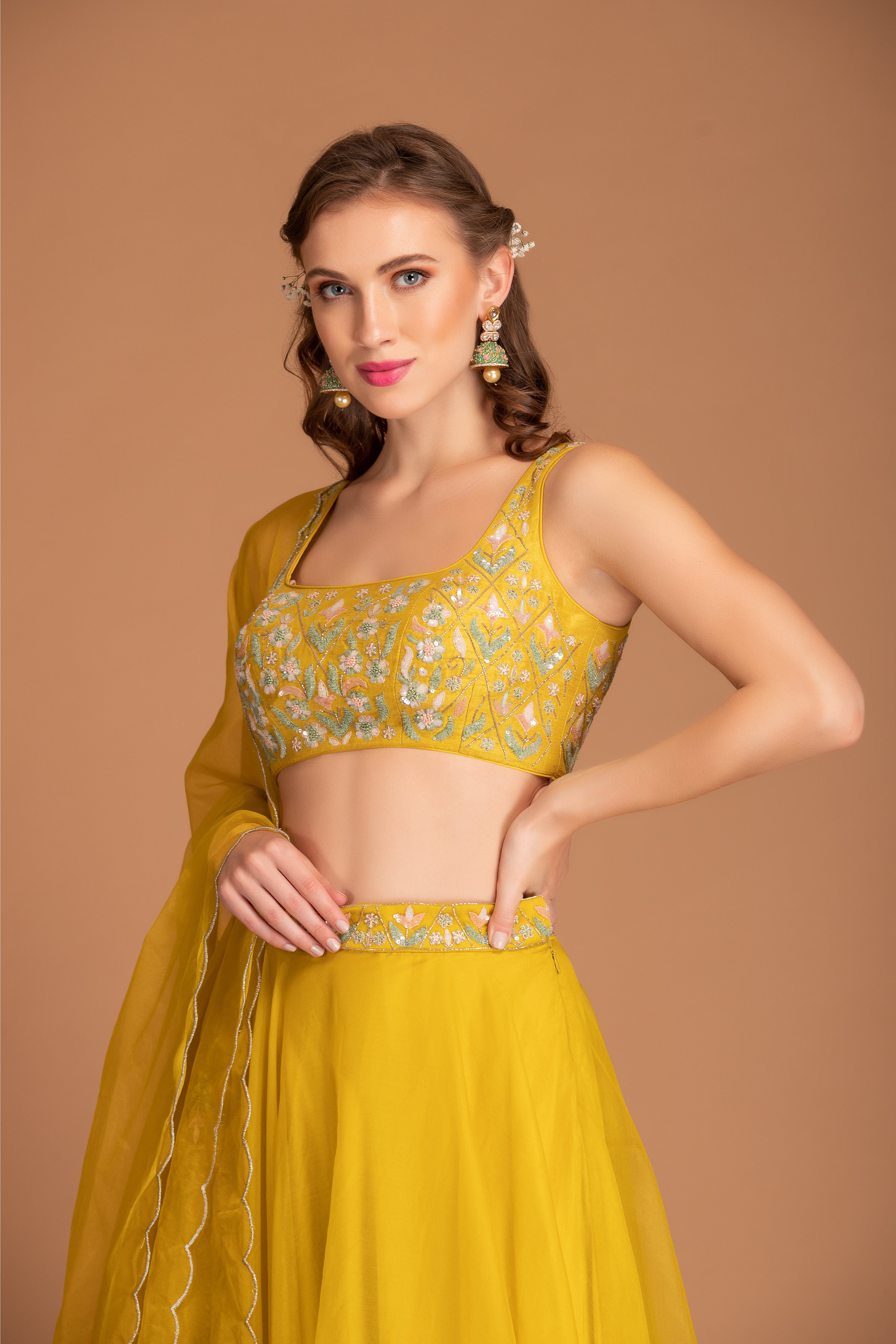 Jasmine Yellow Hand Embroidered Lehenga Set
