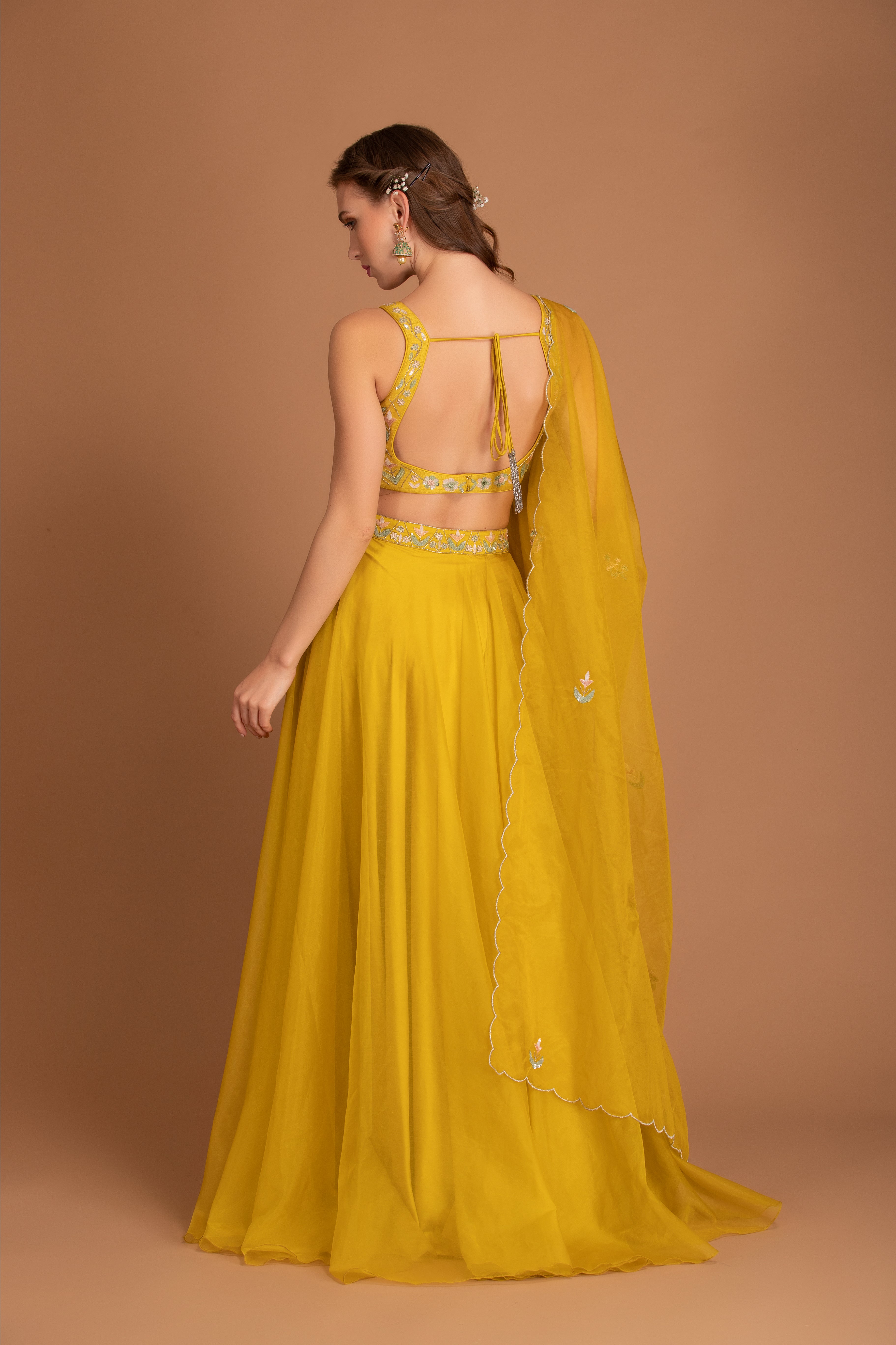 Jasmine Yellow Hand Embroidered Lehenga Set