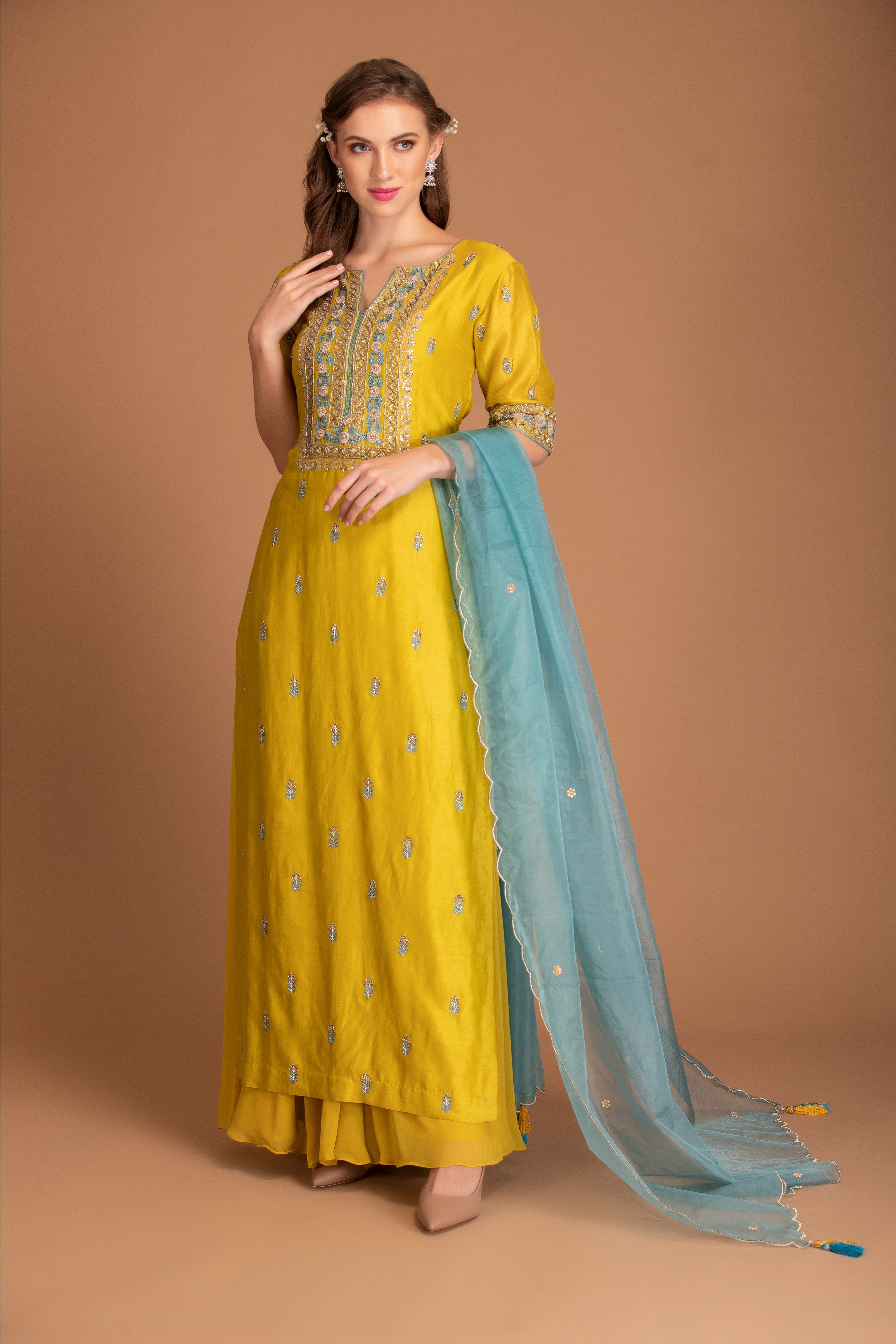 Jasmine Yellow Hand Embroidered Kurta Set