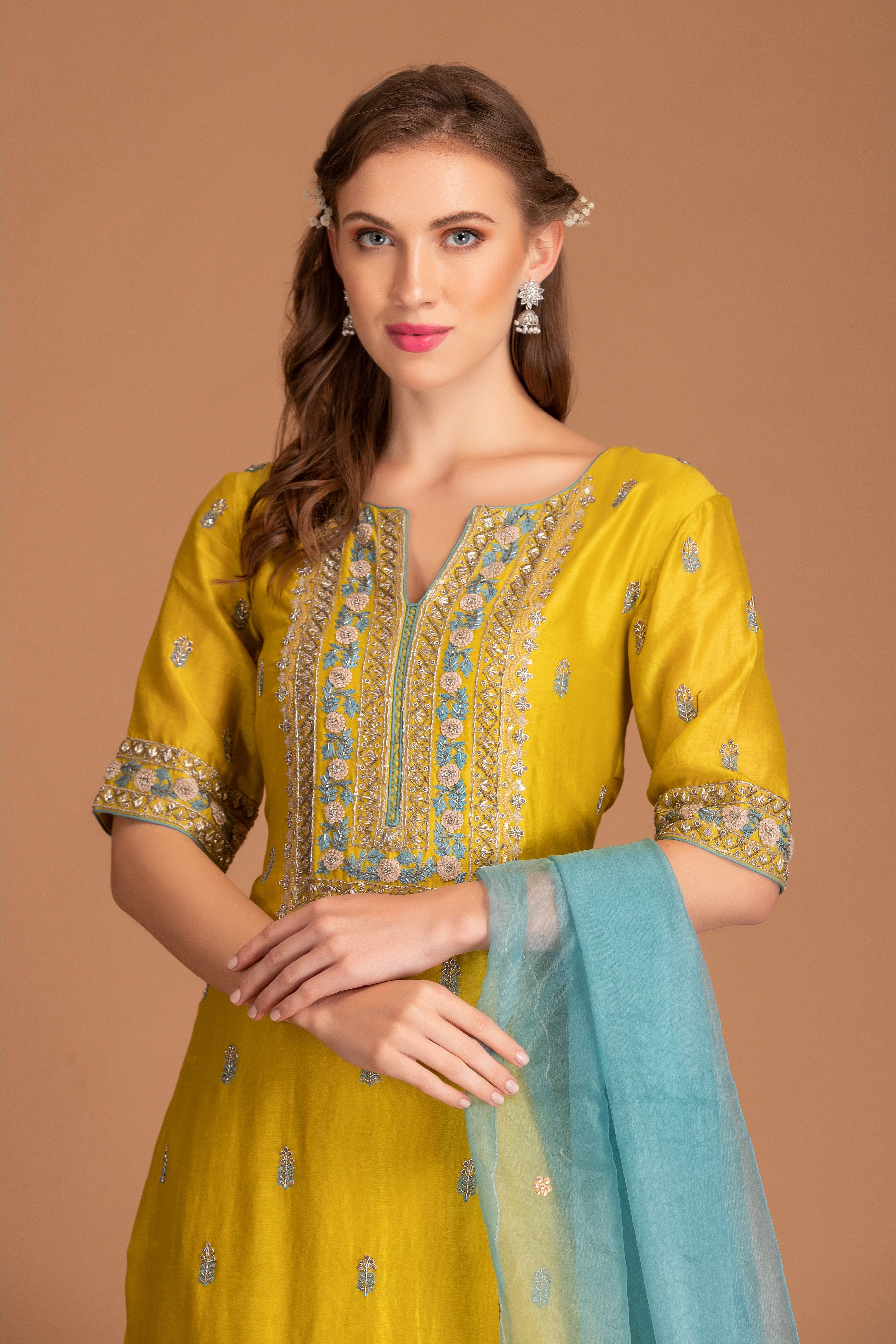 Jasmine Yellow Hand Embroidered Kurta Set