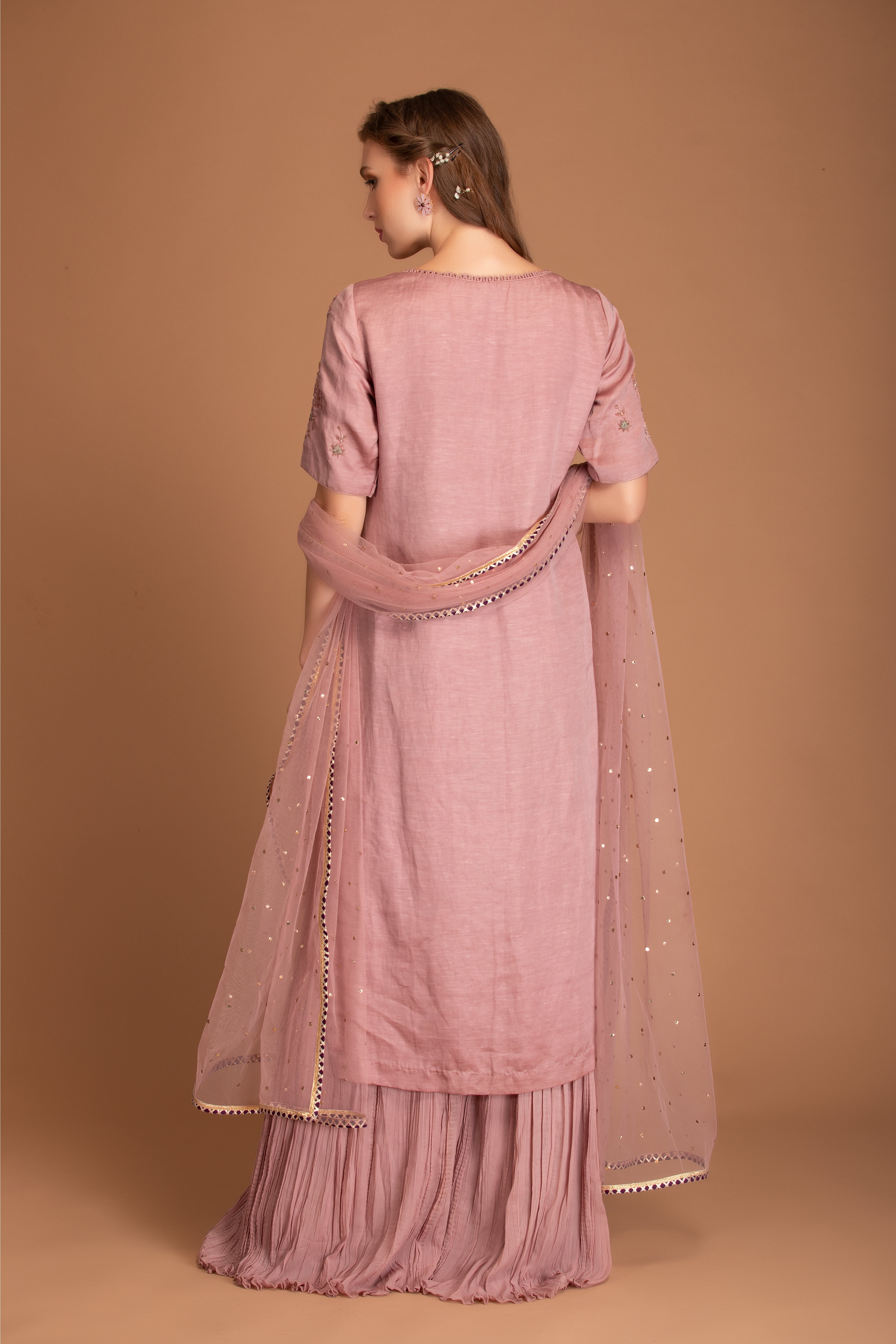 Mauve Chalk Georgette Sharara Set