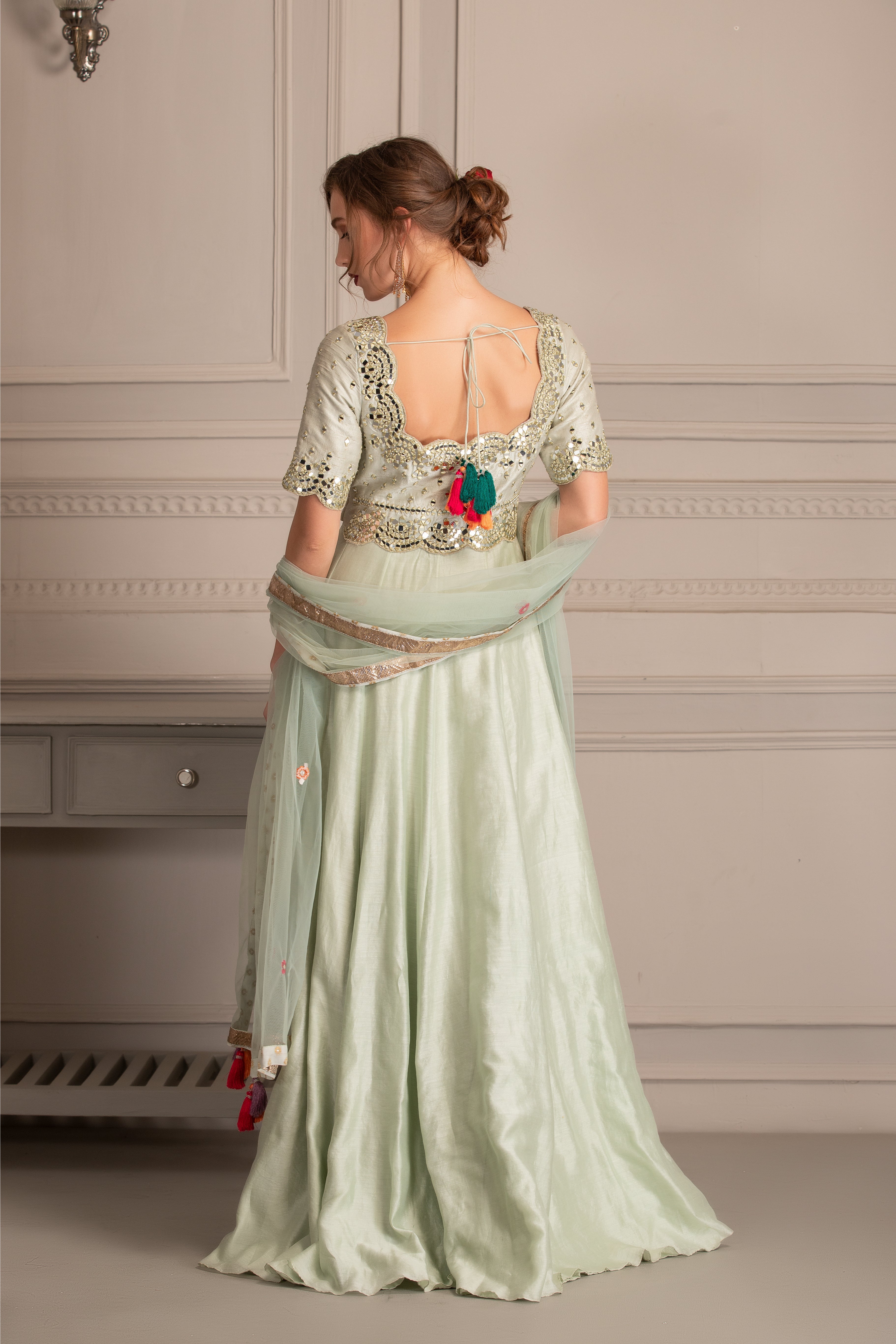 Mint Green Embroidered Anarkali Set
