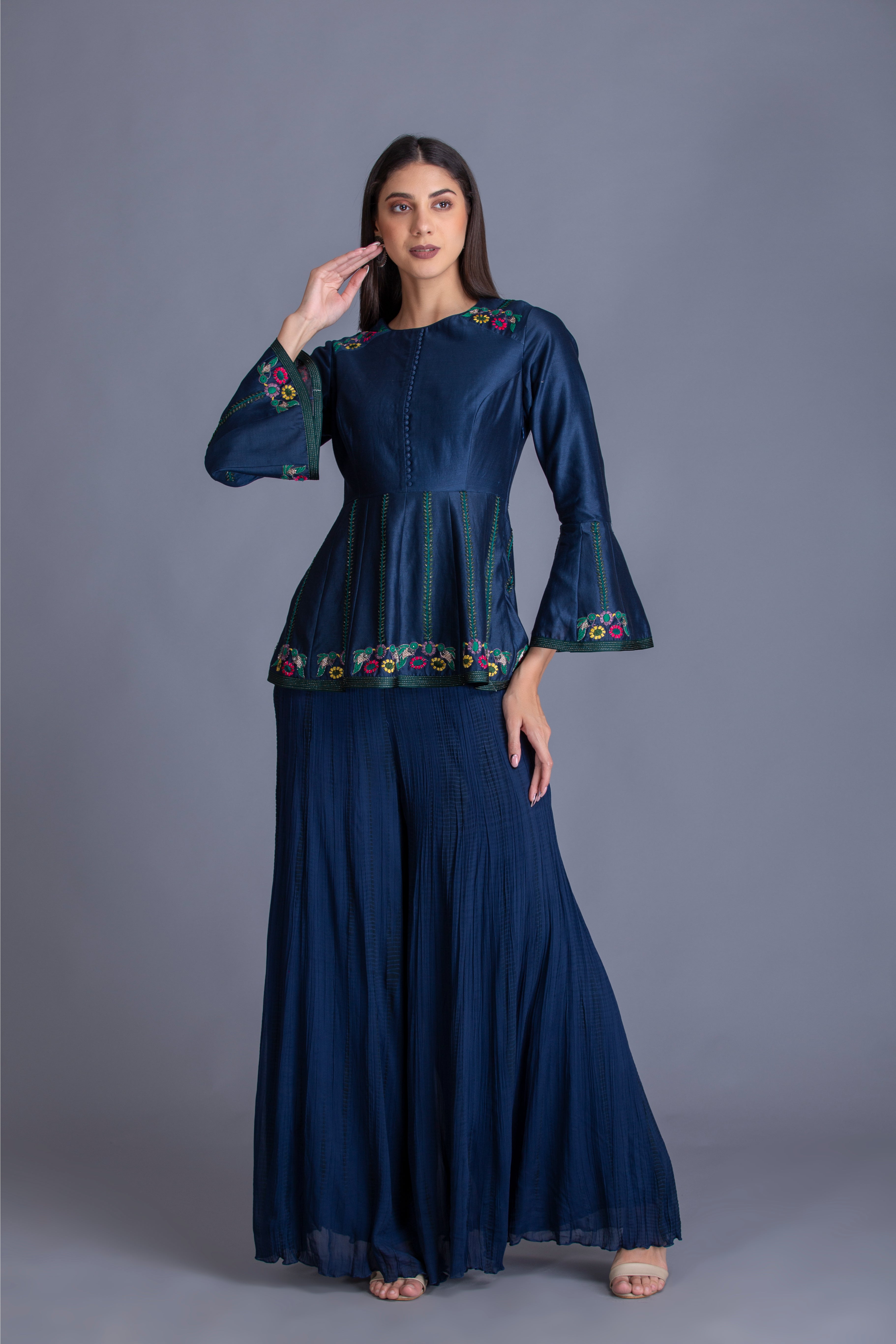 Midnight Blue Resham Work Embroidered Co-ord Set