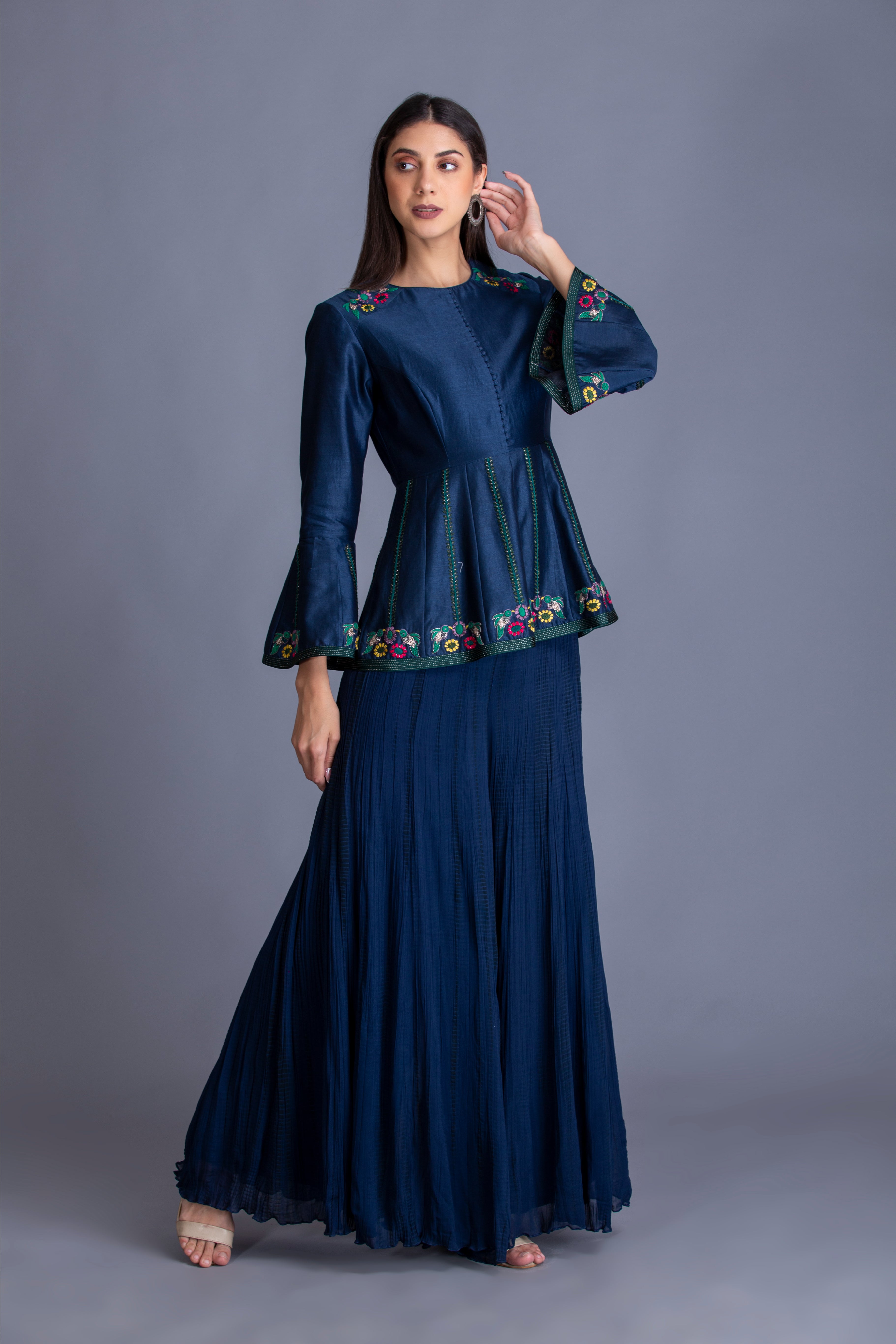Midnight Blue Resham Work Embroidered Co-ord Set