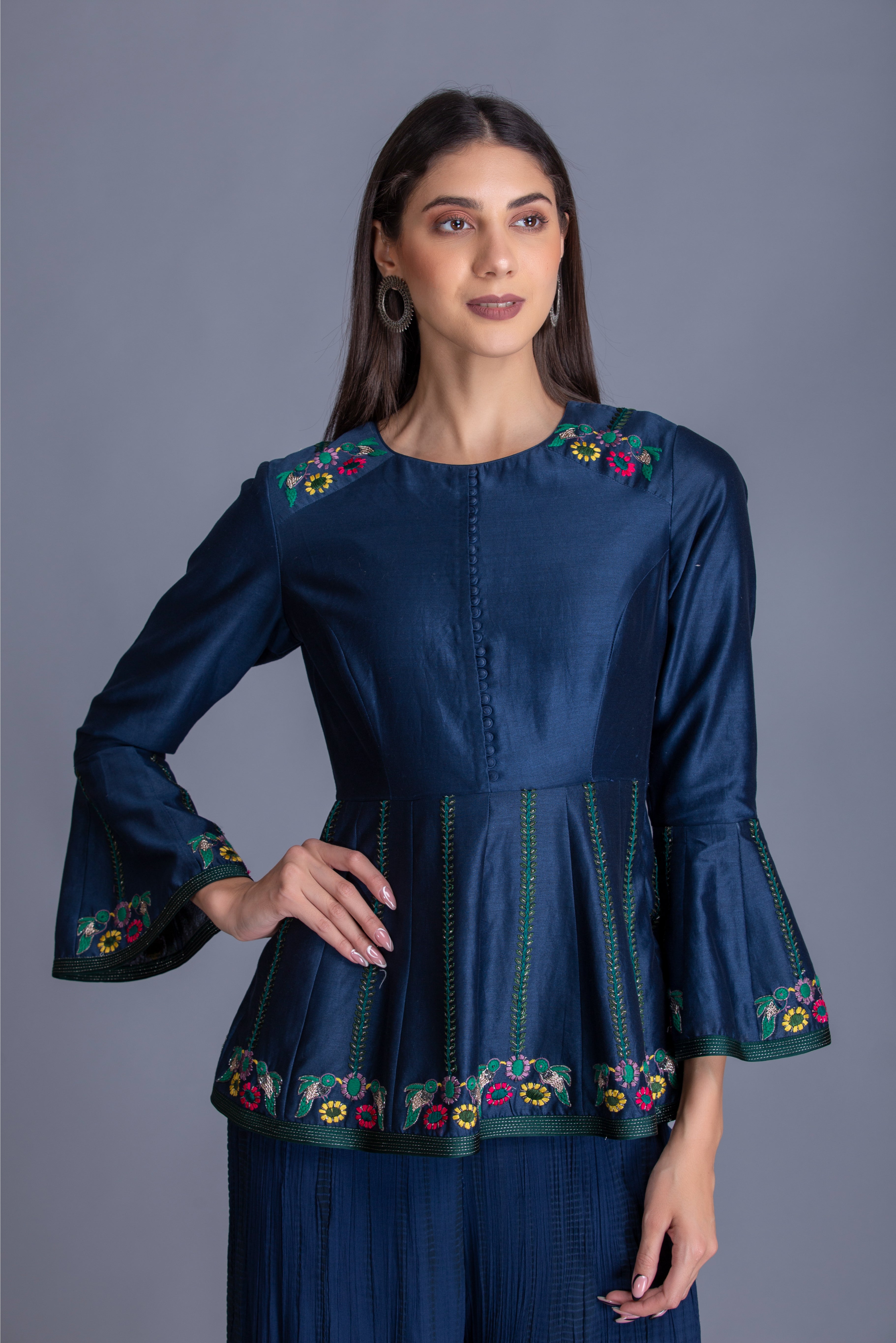 Midnight Blue Resham Work Embroidered Co-ord Set