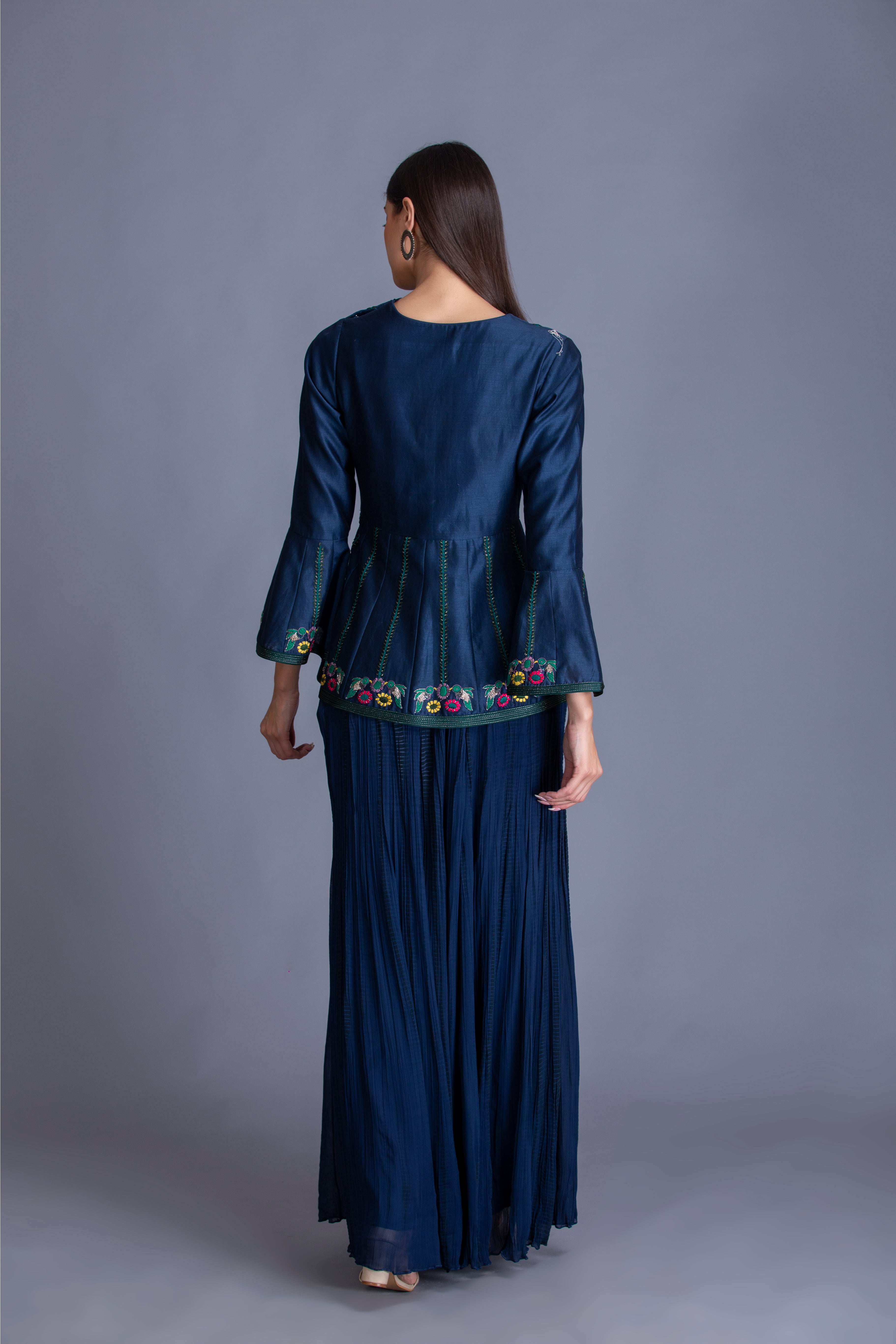 Midnight Blue Resham Work Embroidered Co-ord Set