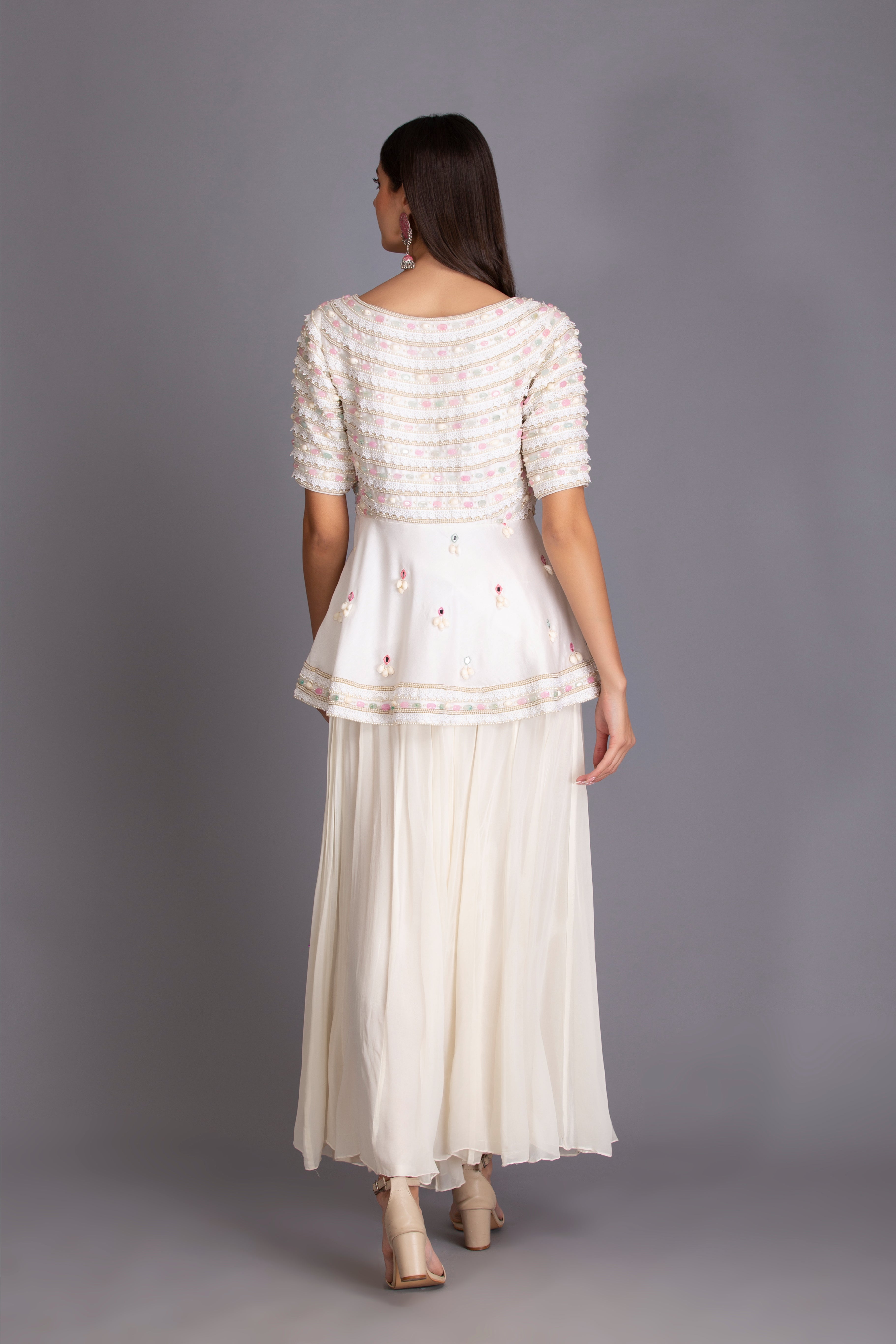 Pristine White Flared Palazzo Pant Set