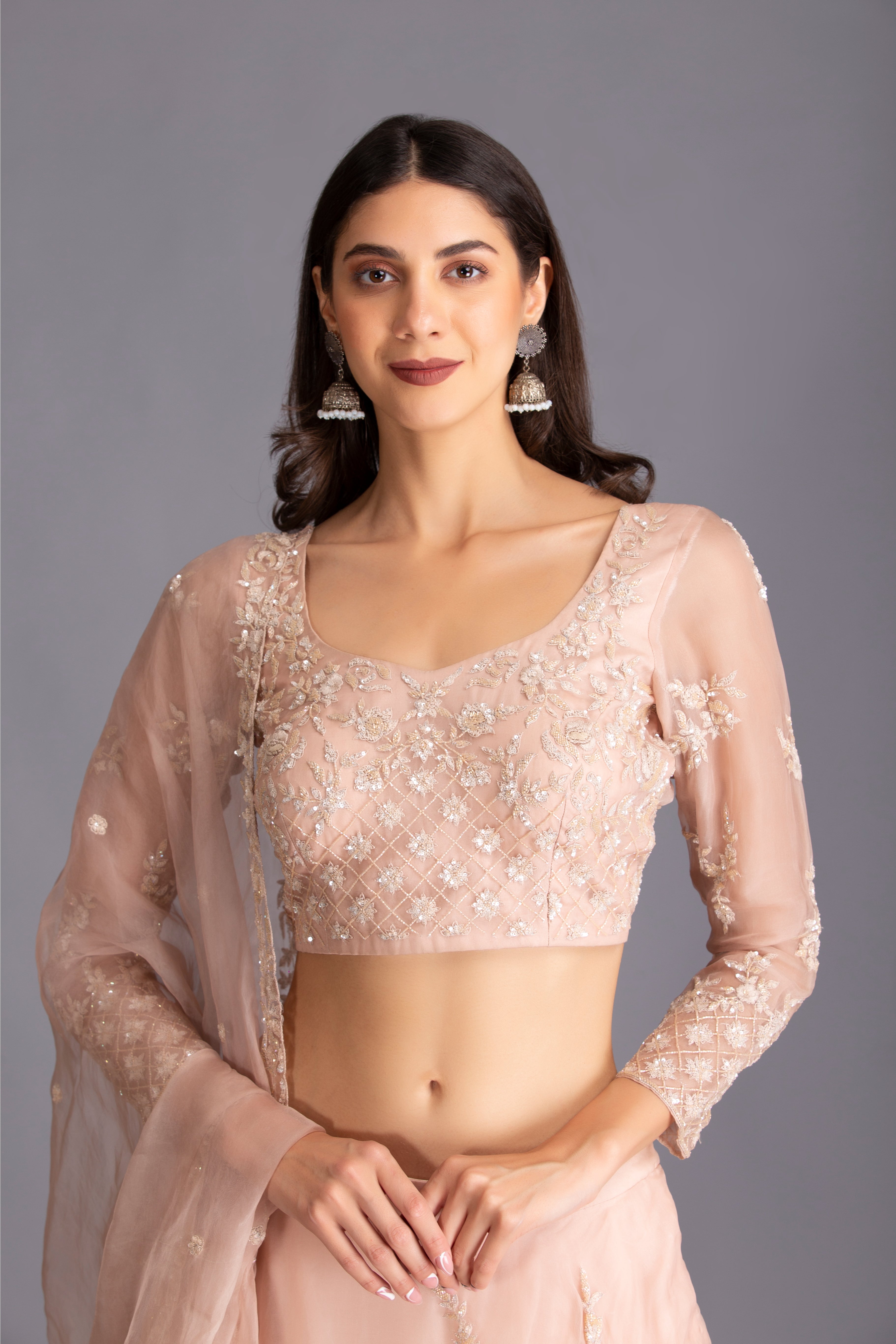Rose Pink Sequins Embroidered Lehenga Set