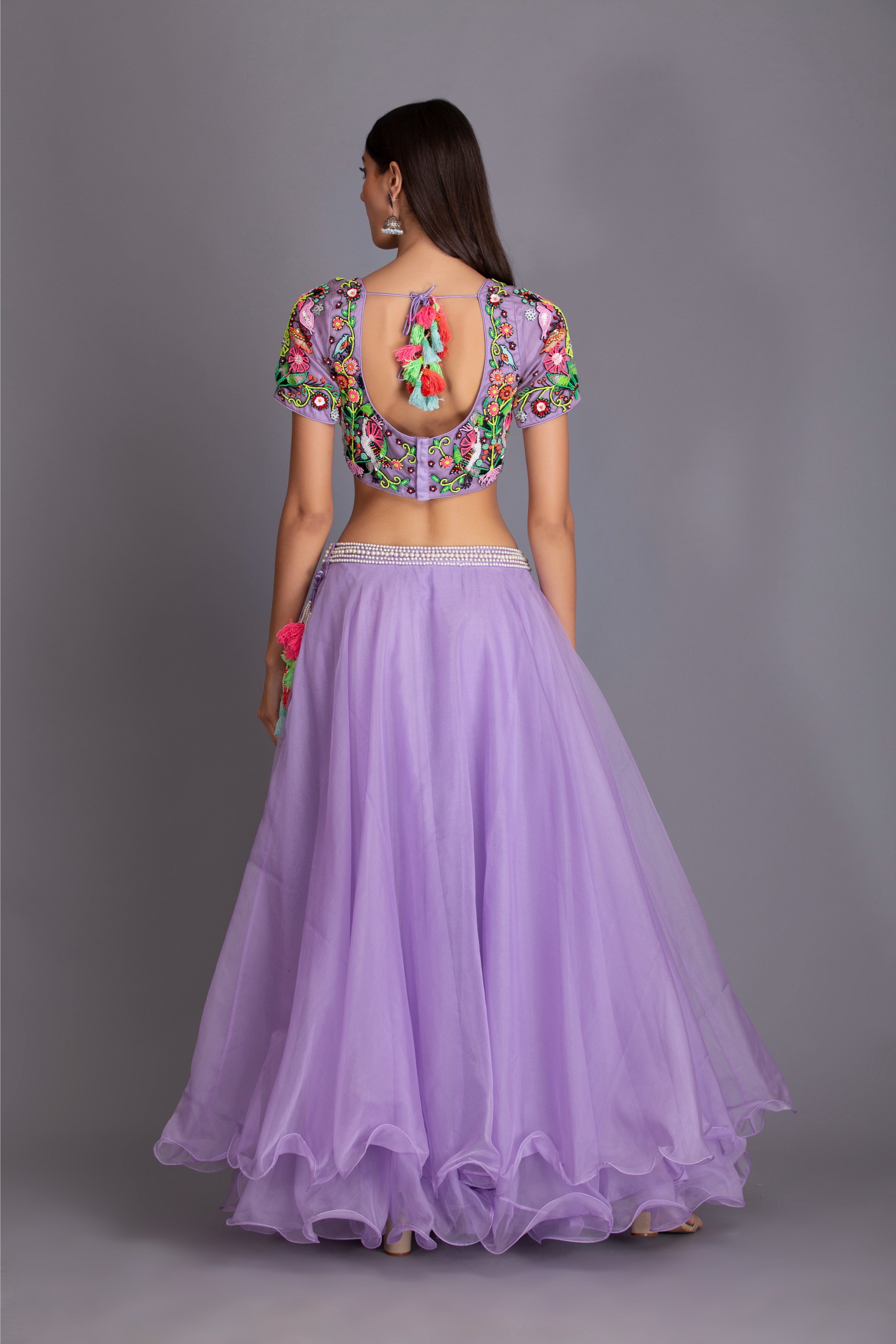 Lilac Neon Embroidered Lehenga Set