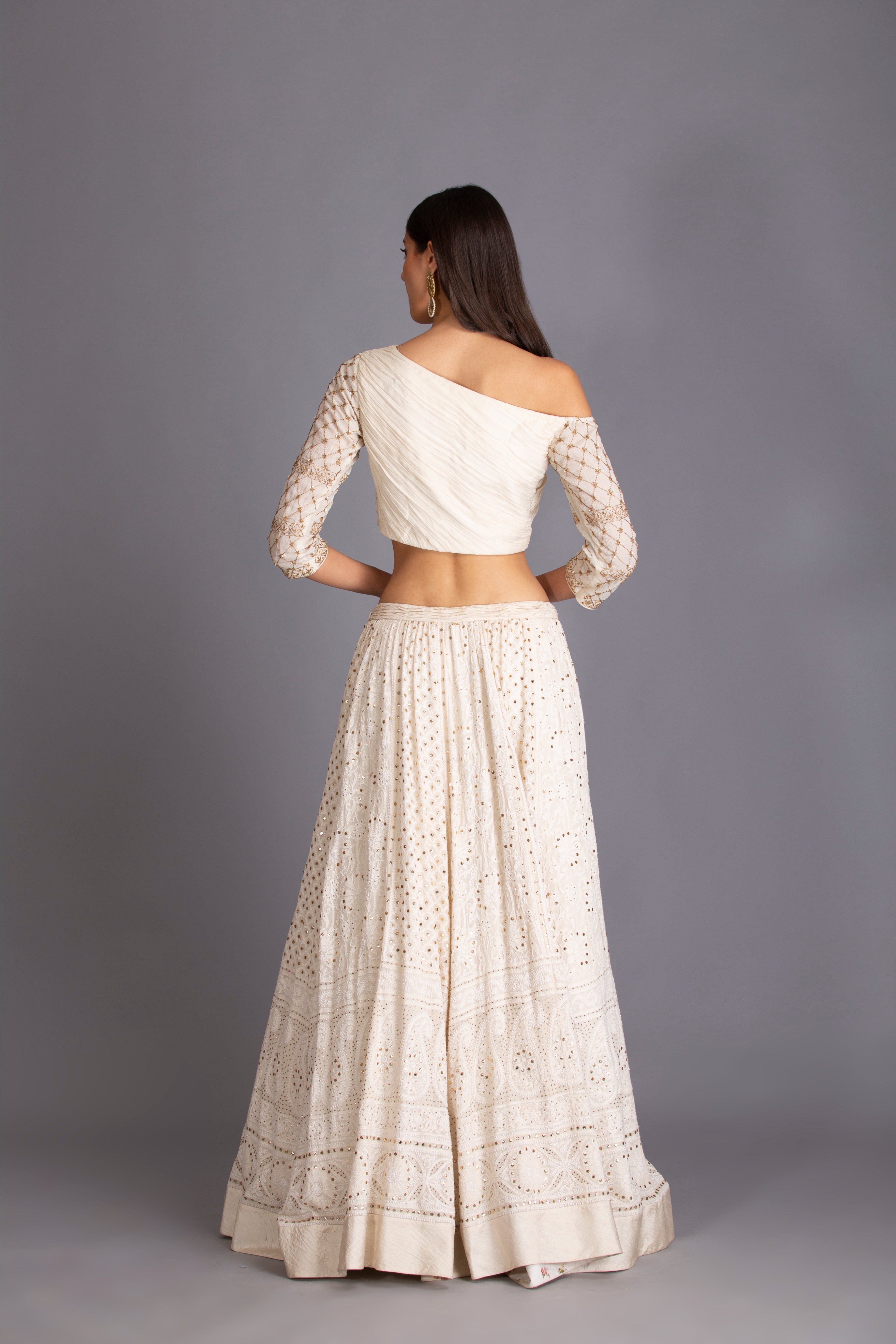 Off-White Embroidered Lehenga Set