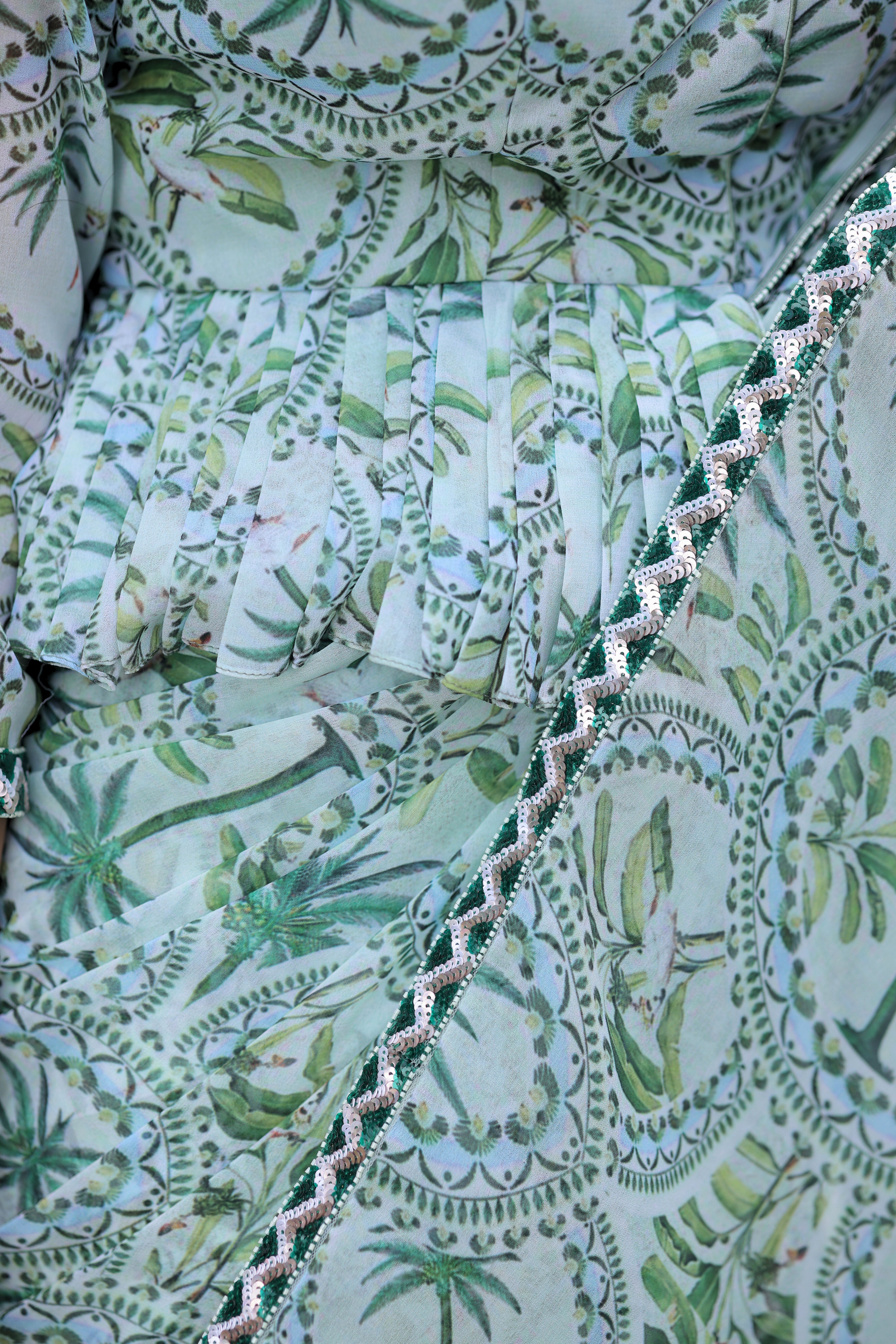 Jade Green Georgette Saree with Peplum Blouse