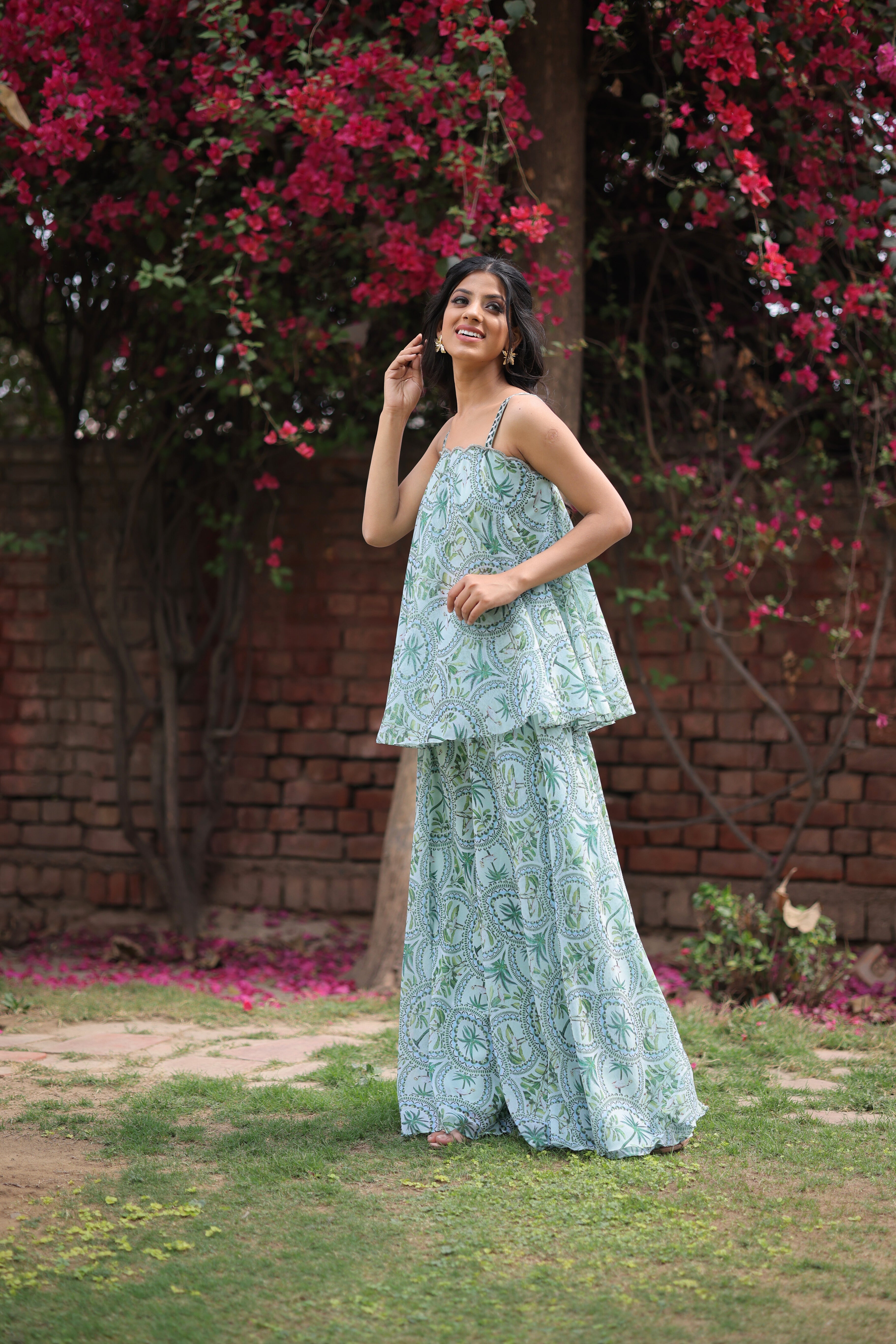 Jade Green Georgette Co-ord set