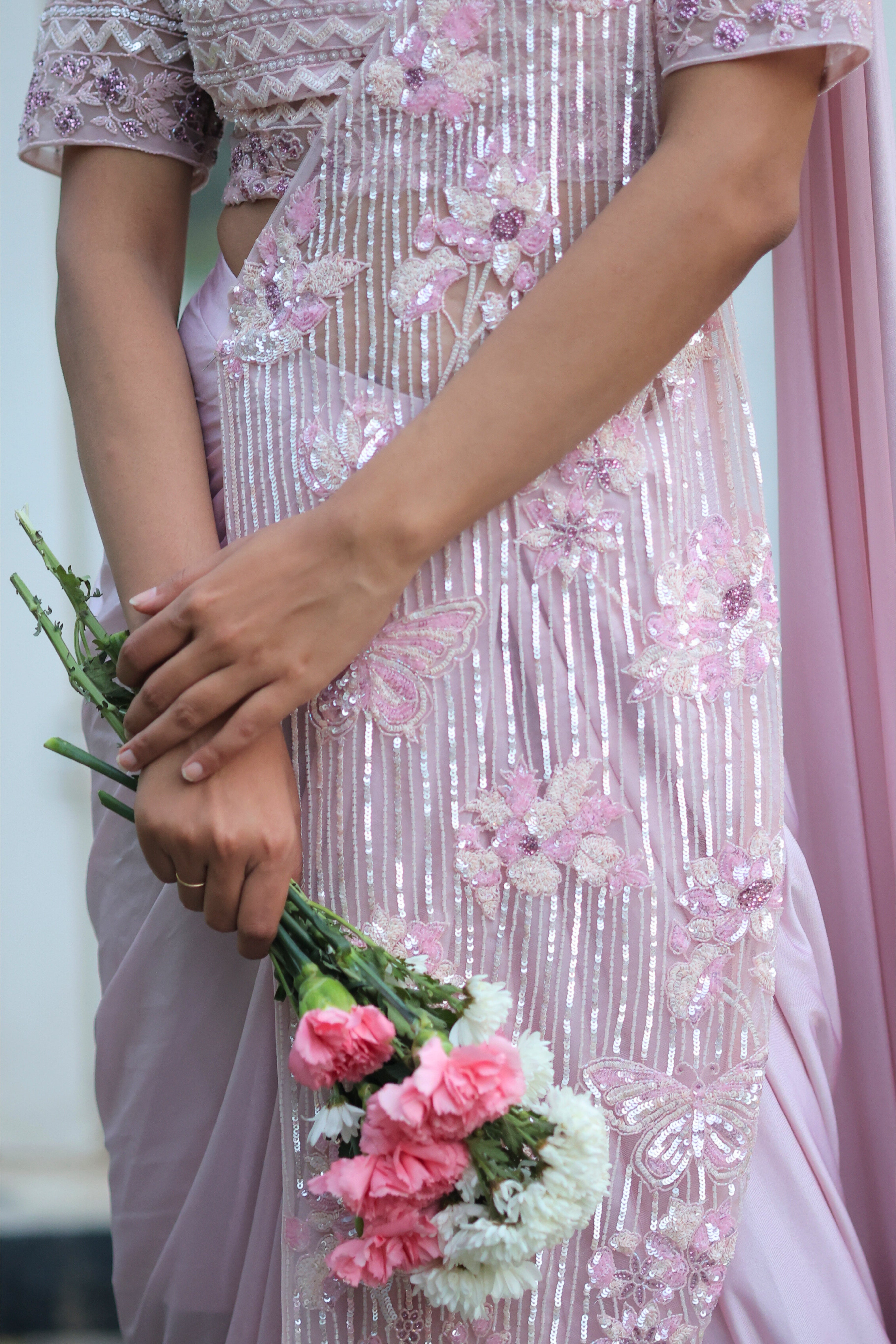 Peony Pink Ready to wear Pre-Draped Cocktail Saree