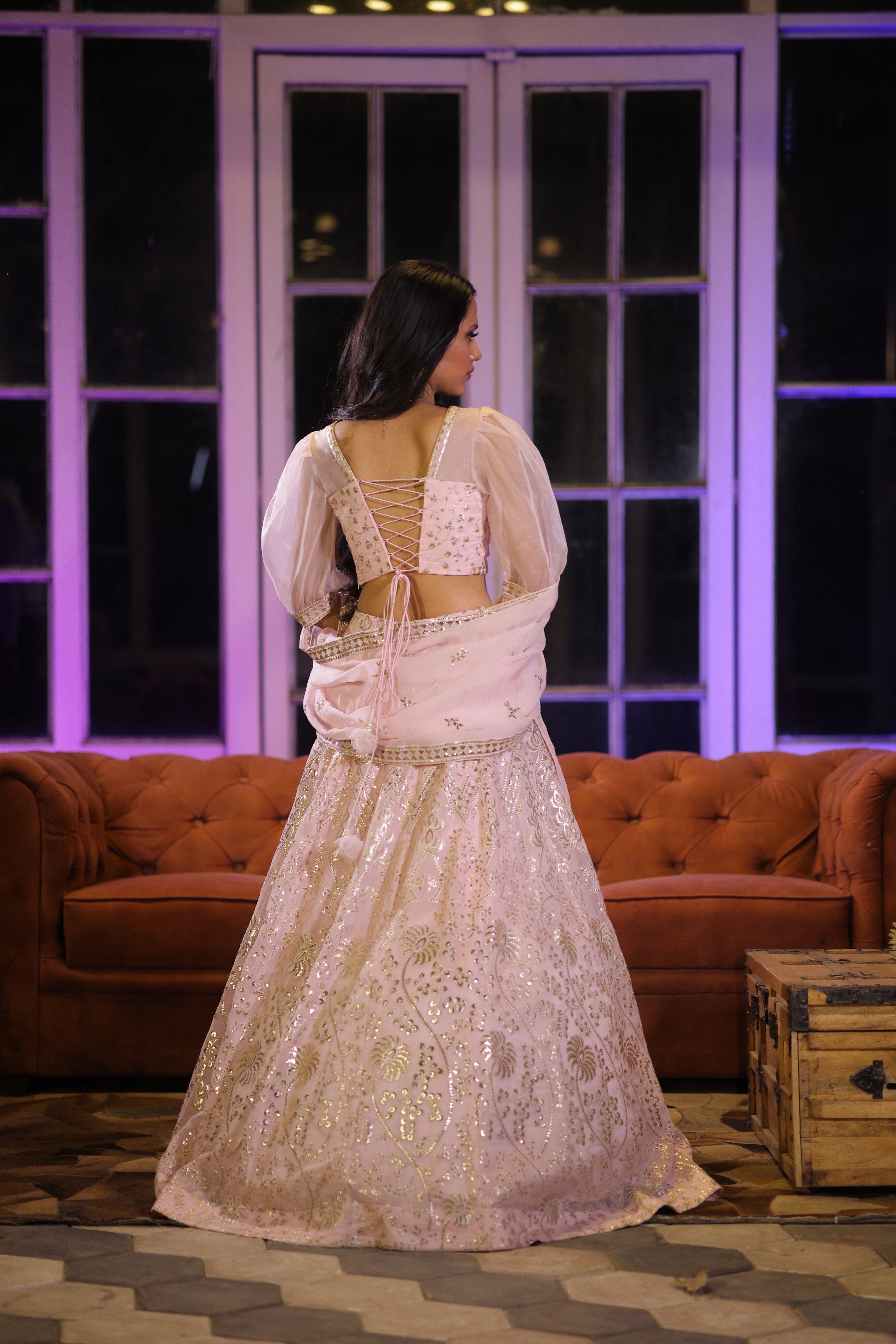 Peony Pink Embroidered Lehenga set